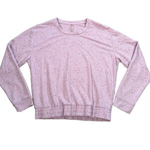 dip purple splatter print pullover sweat shirt women's medium elastic waist